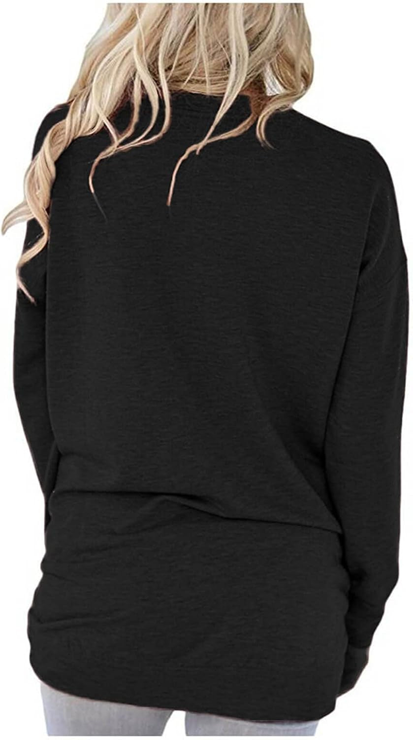 Women's Casual Crewneck Sweatshirt - Loose Fit Long Sleeve Top